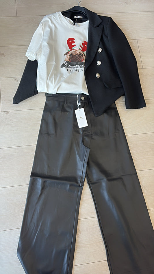 Pantalone pelle nero